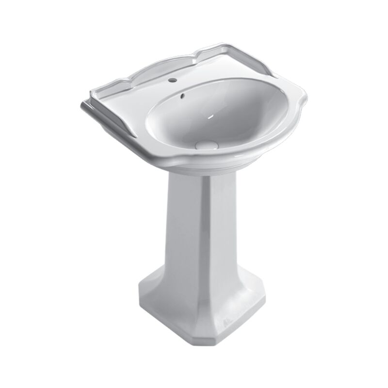 foto del prodotto ceramica globo lavabo in ceramica 62x54 cm globo paestum pa057bi bianco ceramica con colonna a terra