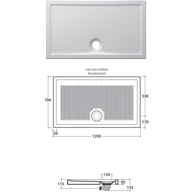 foto del prodotto ceramica globo piatto doccia 70x120 h.6.5 in ceramica bianco lucido docciaviva