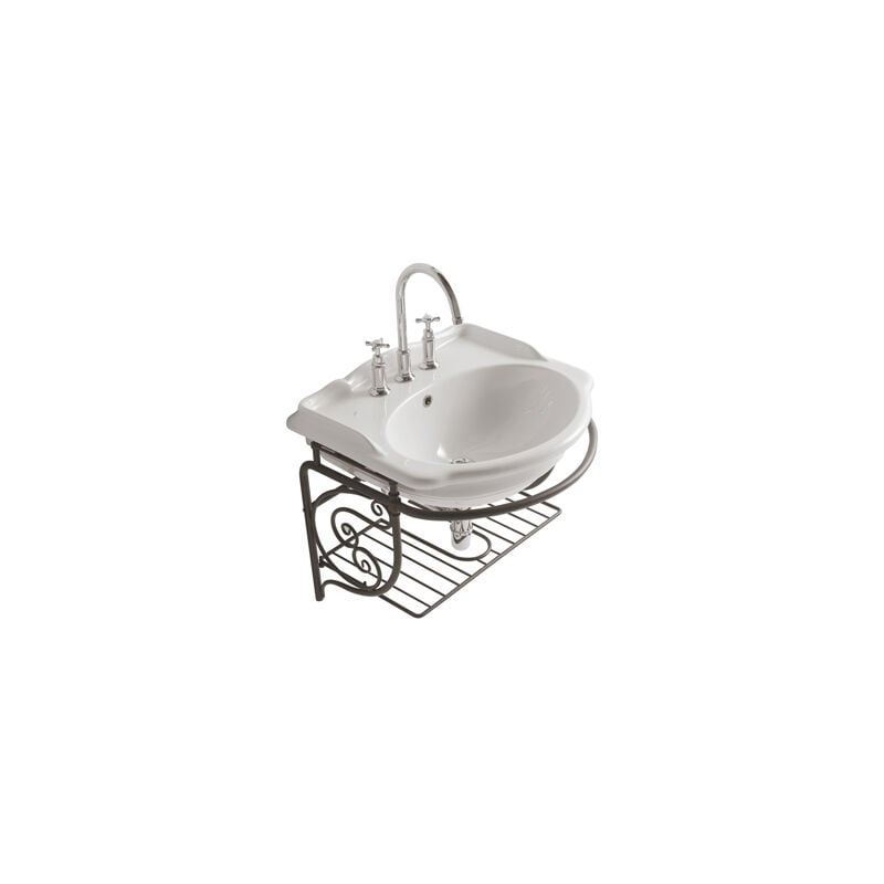 foto del prodotto ceramica globo struttura paestum sospesa in metallo anticato con lavabo cm.