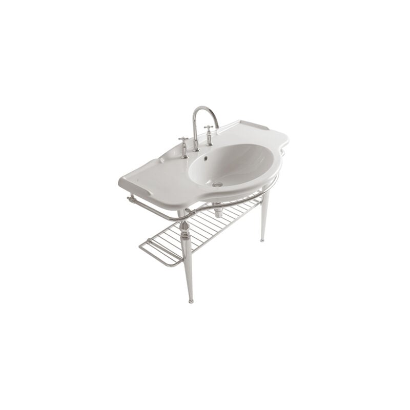 foto del prodotto ceramica globo struttura paestum terra in ottone con lavabo cm. 110x60 bianco