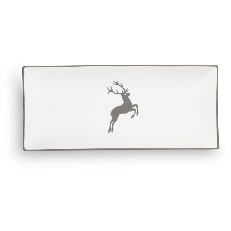 foto del prodotto ceramica gmundner cervo grigio, piatto rettangolare 36x15 cm 