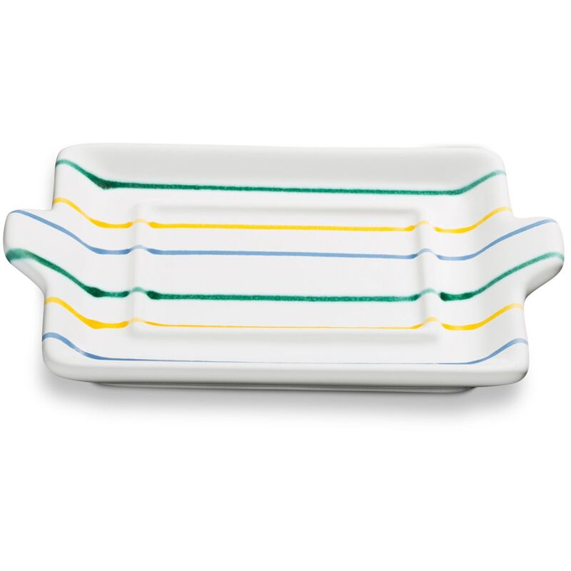 foto del prodotto ceramica gmundner piatto da burro colorato e fiammato, parte inferiore