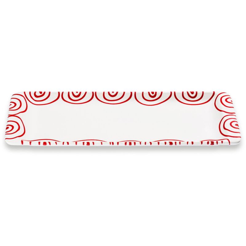 foto del prodotto ceramica gmundner rosso fiammato, piatto stollen 42 x 16 cm