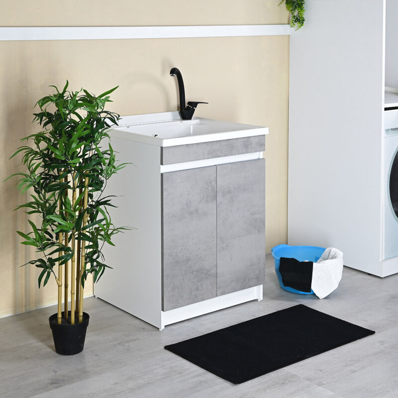 foto del prodotto ceramica tuscia mobile lavatoio 60x60 con vasca in plastica resina pp zara cemento