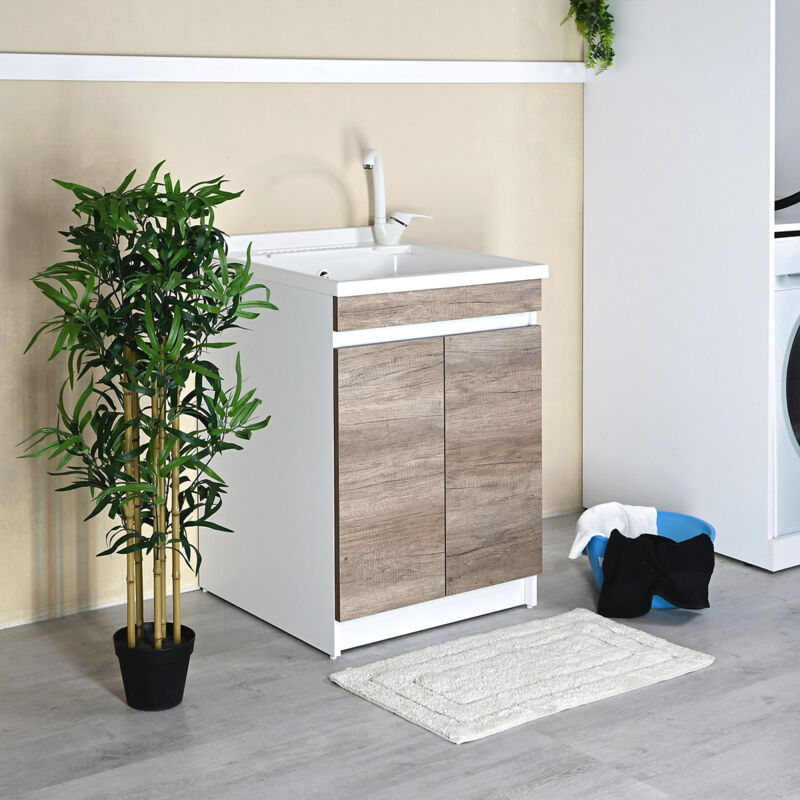 foto del prodotto ceramica tuscia mobile lavatoio 60x60 con vasca in plastica resina pp zara olmo naturale