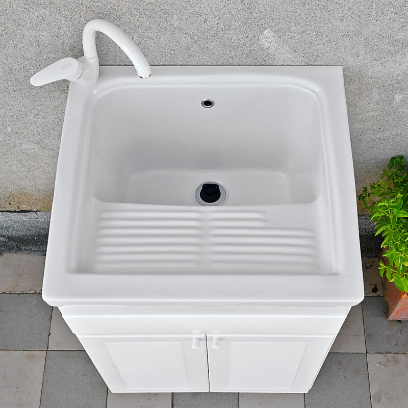 foto del prodotto ceramica tuscia mobile lavatoio da esterno 60x60 con ceramica e strizzatoio loira plus