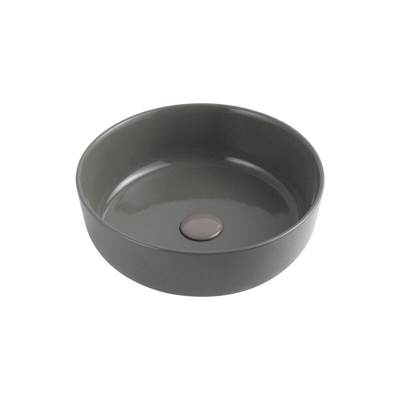 foto del prodotto ceramicstore lavabo bacinella d appoggio tondo d33 cm in ceramica grigio cemento
