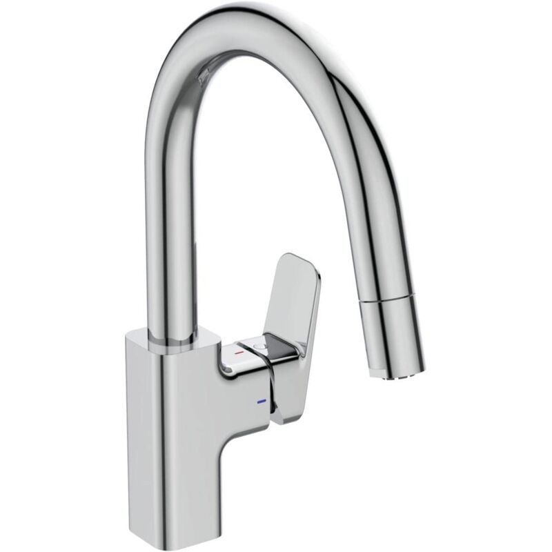foto del prodotto ceraplan miscelatore monocomando a bocca alta tubolare estraibile da cucina, cromato ideal standard