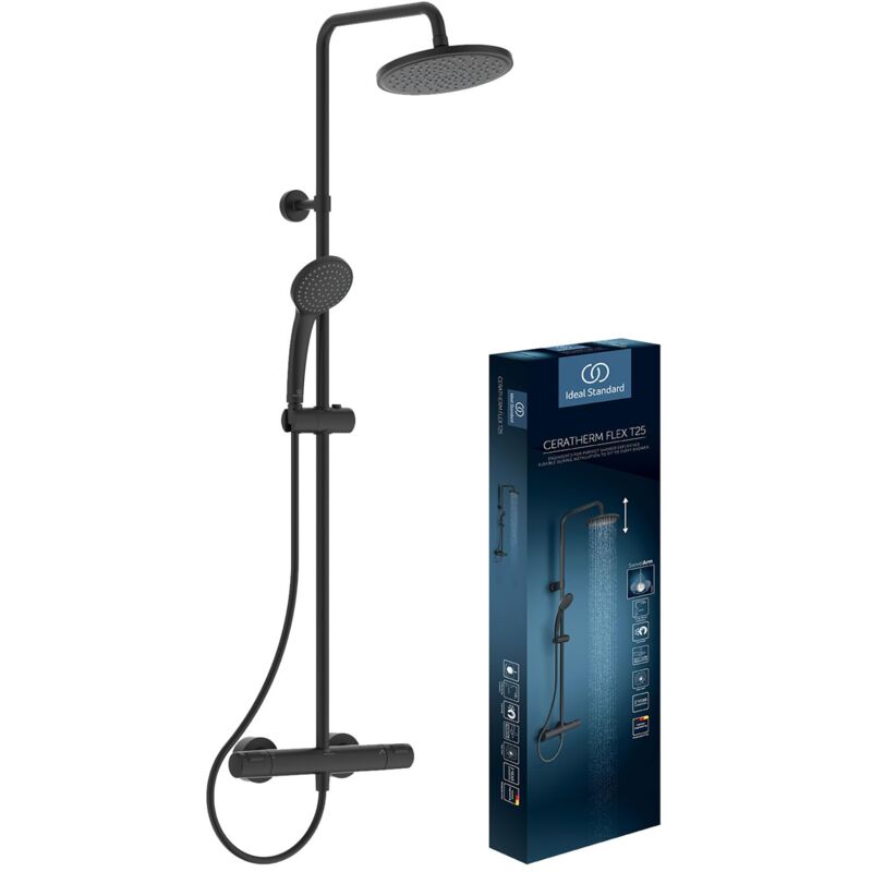 foto del prodotto ceratherm t25 colonna doccia con termostatico esterno, nero seta ideal standard