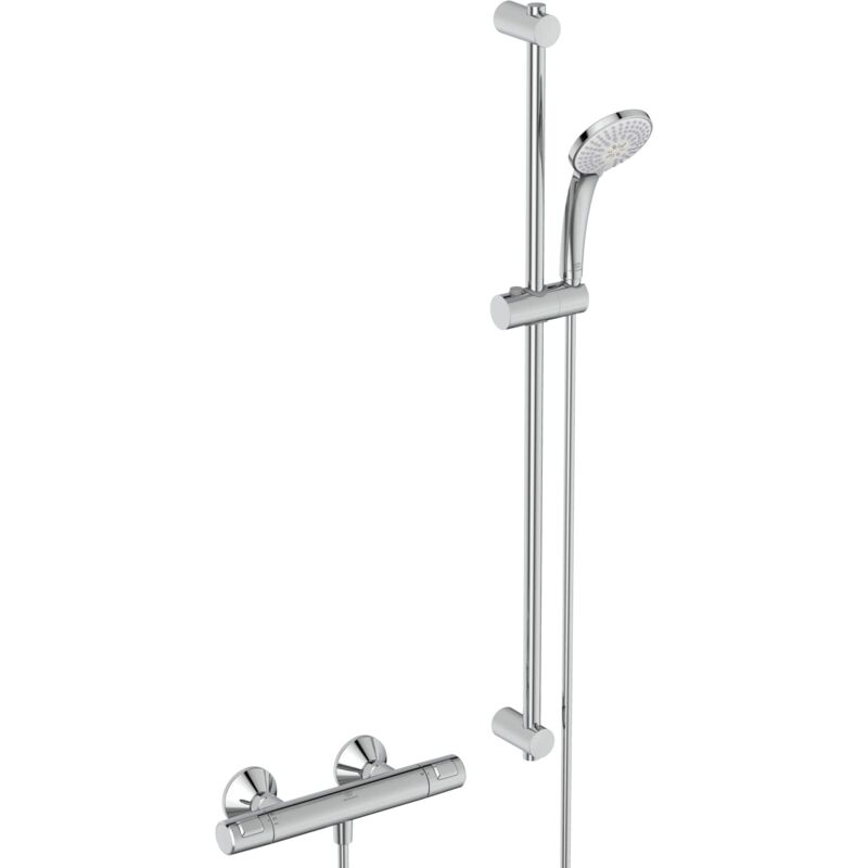 foto del prodotto ceratherm t25, kit doccia con miscelatore termostatico, set saliscendi doccia, cromato ideal standard