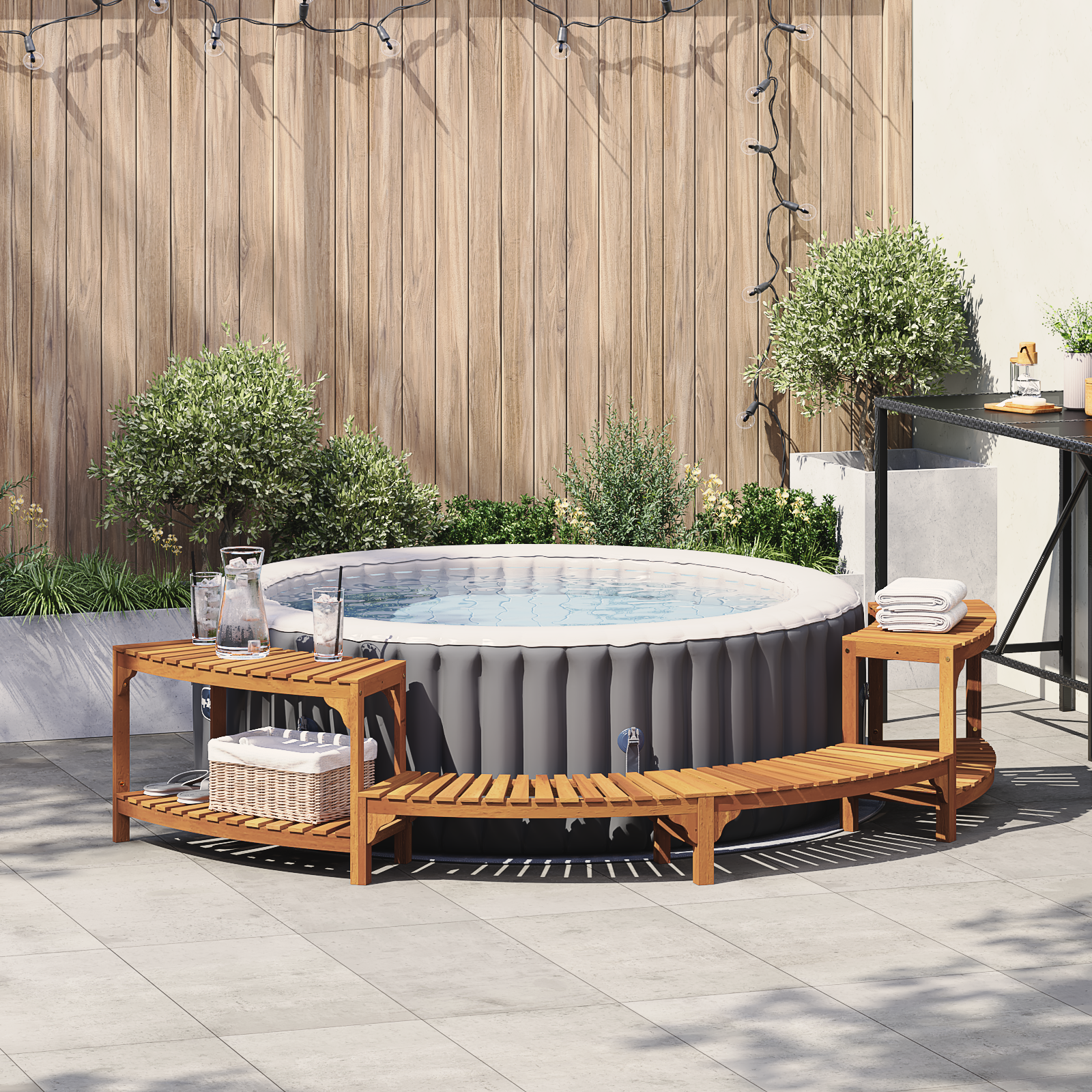 foto del prodotto cerchio per vasca idromassaggio semi ovale 272x120.5x55.5 cm legno massello di acacia