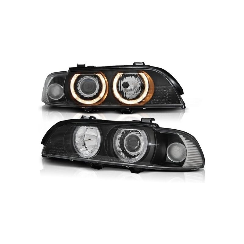 foto del prodotto cerchioni fari dual halo bmw e39 09 95 06 03 angel eyes h7 h7 nero