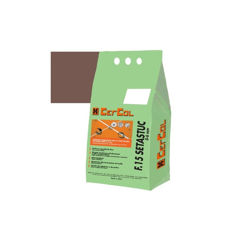 foto del prodotto cercol f15 setastuc 0 6 stucco cementizio idrorepellente fughe pavimento parete kg.5 65 testa di moro
