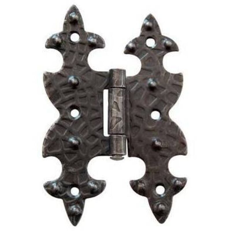 foto del prodotto cerniera a bandella doppio t collo f.battuto nero sfumato collo mm 12 mm 95x65