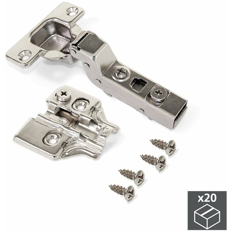 foto del prodotto cerniera a scodellino 35 mm collo alto 100 con basetta 20 pezzi emuca