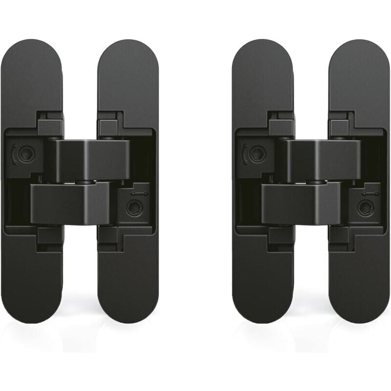 foto del prodotto cerniera invisibile per porte, set di 2 cerniere invisibili per porte pesanti, portata 40 kg, apertura 180 , zama, nero