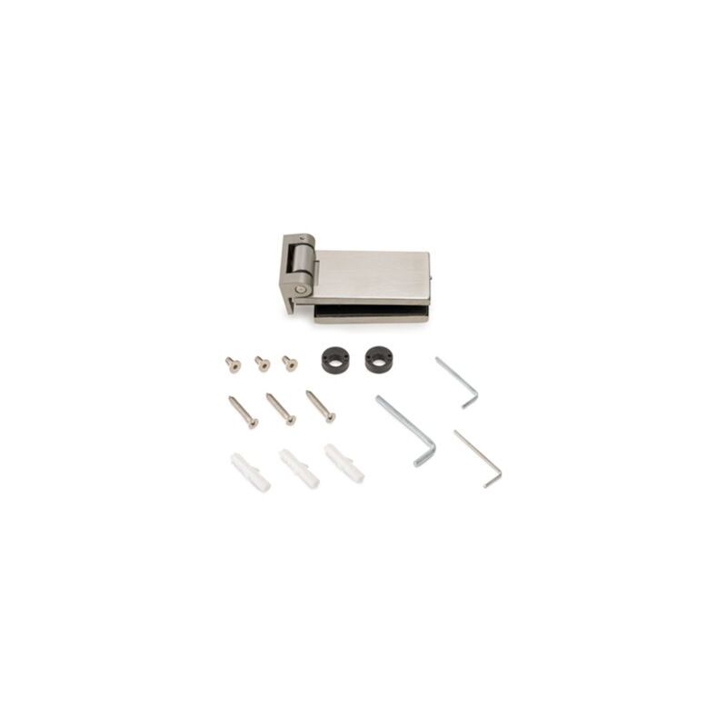 foto del prodotto cerniera per porta in vetro con guarnizione in acciaio inox, cerniera orizzontale con lama da 34mm, per porta da 8 12mm, a emuca