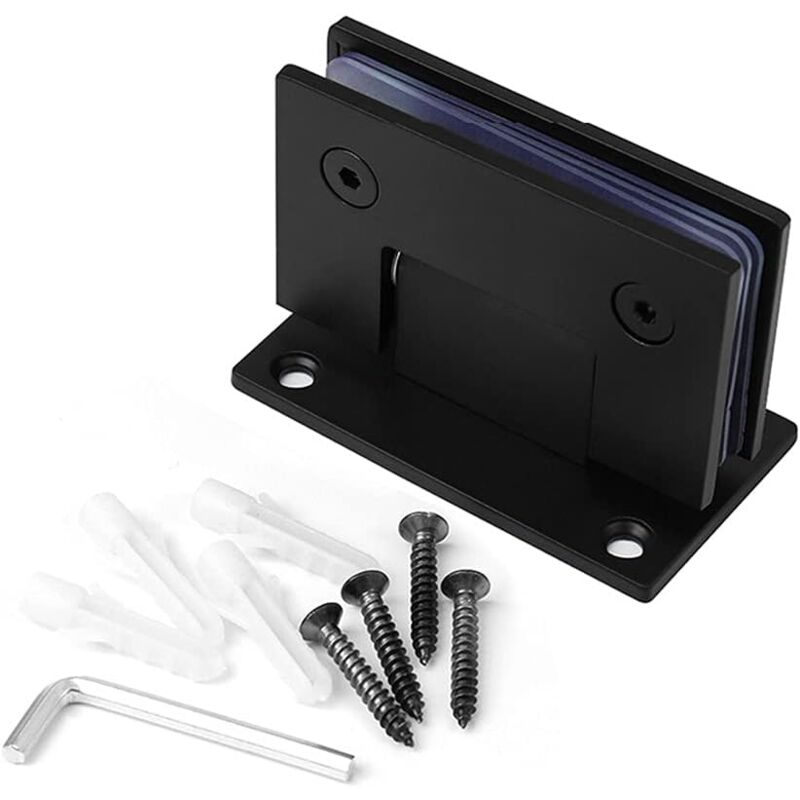 foto del prodotto cerniera per porta in vetro resistente a 90 gradi in acciaio inossidabile per vetrina per mobiletto del bagno nero 
