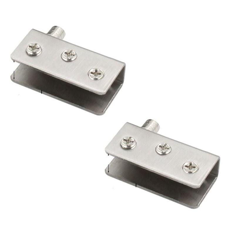 foto del prodotto cerniera per porta in vetro senza telaio 52x16 mm, confezione da 2, acciaio inossidabile, clip per vetro