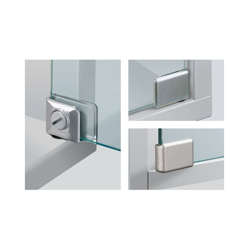 foto del prodotto cerniera per porte in vetro et150 hettich nichel opaco superiore e inferiore 20870