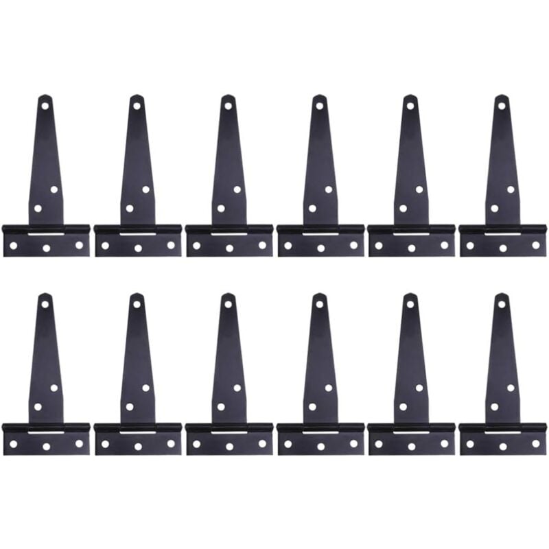 foto del prodotto cerniere 12 pezzi cerniere a t nere resistenti cerniere per porte in legno o porte in metallo cerniere per porte da fienile in ferro antiruggine 4