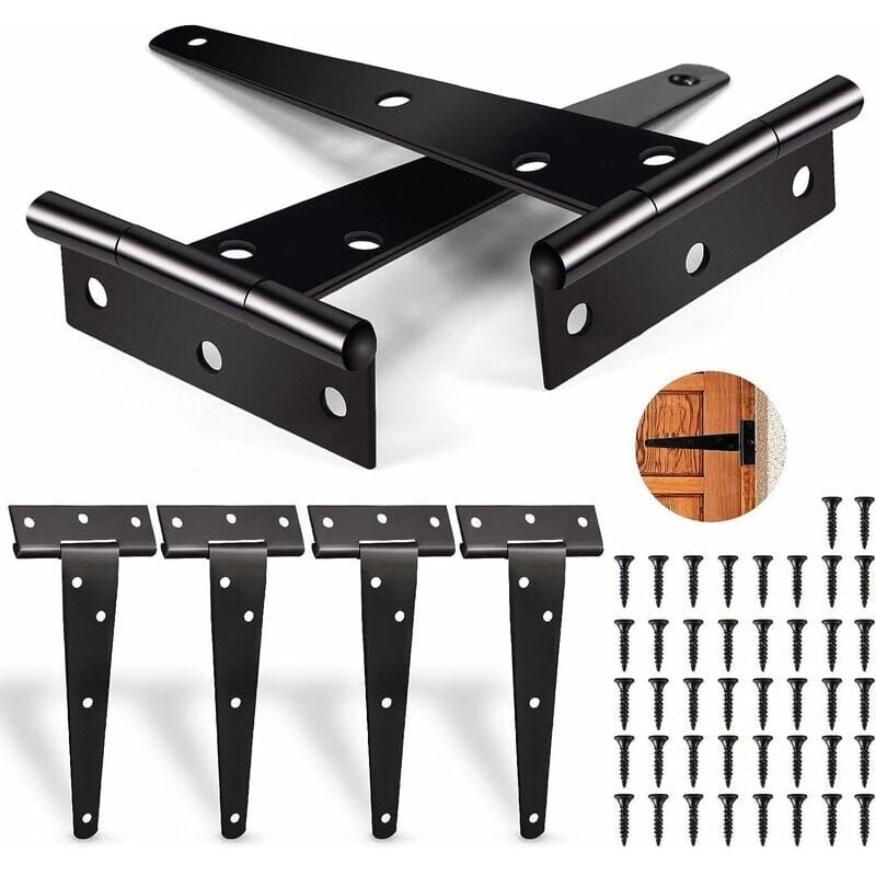foto del prodotto cerniere a t, cerniere nere resistenti, cerniere per porte resistenti con capacit di carico di 25 kg, cerniere pieghevoli con 42 viti, cerniere