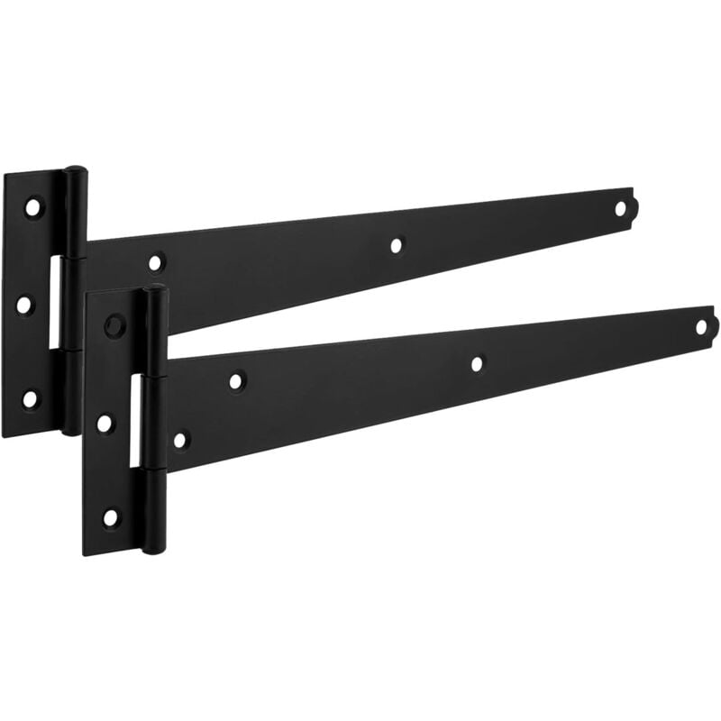 foto del prodotto cerniere a t giapponesi 150 mm confezione da 2, cerniere a t giapponesi nere da 150 mm, cerniere a t in metallo verniciate a polvere resistenti