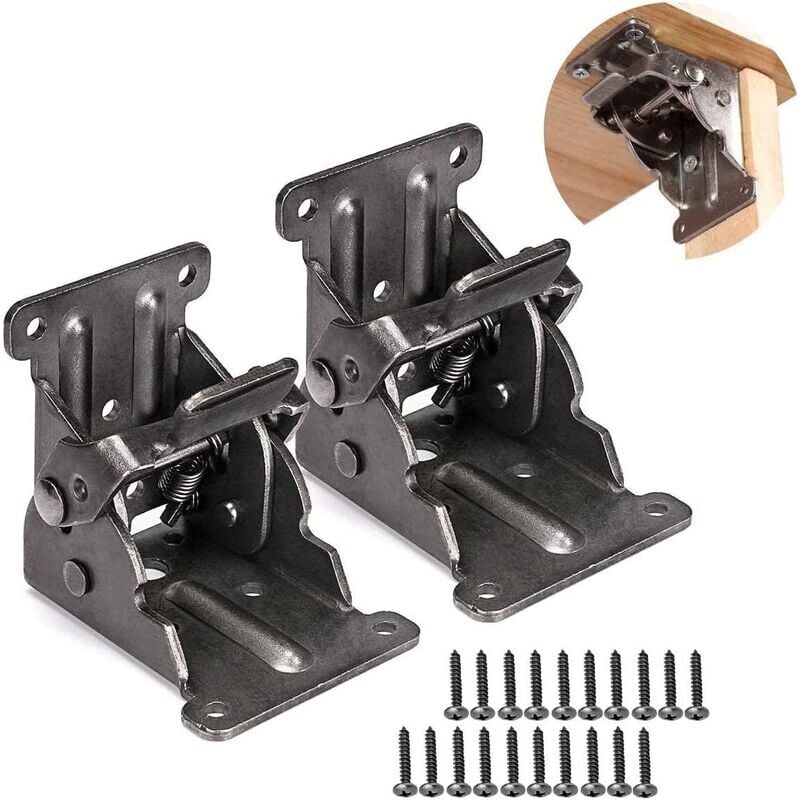 foto del prodotto cerniere autobloccanti, supporti per gambe pieghevoli, supporto angolare per gambe pieghevoli, banco da lavoro pieghevole, con 20 viti