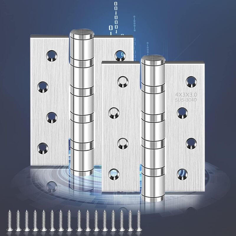 foto del prodotto cerniere set di 2 cerniere per porte in acciaio inox, cerniera per pianoforte, spessore materiale 3 mm 16 viti per porte, per porte interne massicce