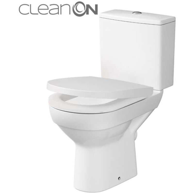 foto del prodotto cersanit city wc monoblocco con copriwater softclose, scarico posteriore, ingresso laterale, cleanon, bianco k35 035
