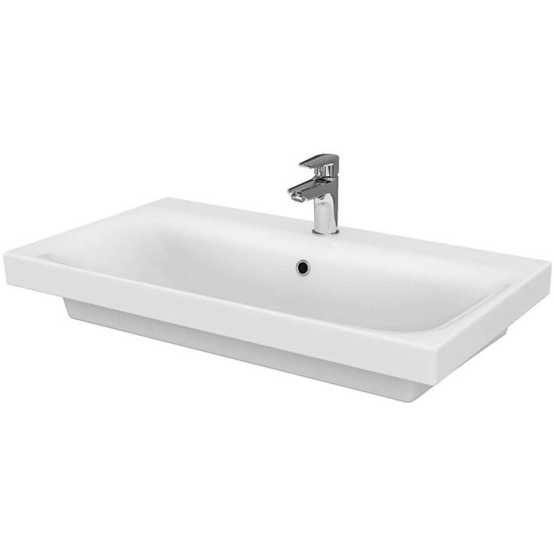 foto del prodotto cersanit moduo lavabo 80x45 cm, con troppopieno e foro per miscelatore, bianco k116 013