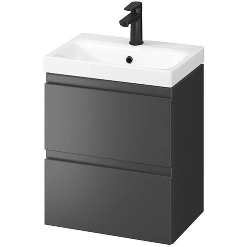 foto del prodotto cersanit moduo mobiletto con lavabo, 57x50x35 cm, 2 cassetti, antracite s801 470 dsm