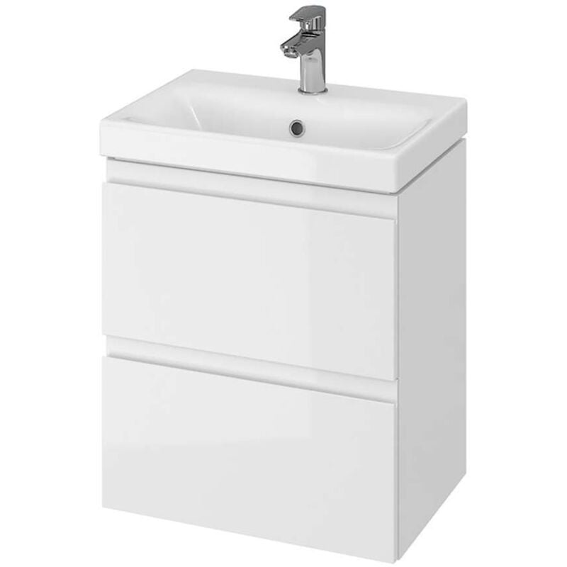 foto del prodotto cersanit moduo mobiletto con lavabo, 57x50x35 cm, 2 cassetti, bianco s801 229 dsm