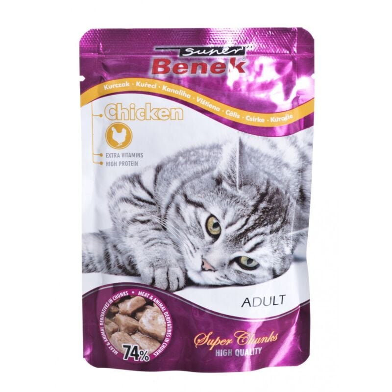 foto del prodotto certech super benek cat sachet con pezzi di pollo in salsa 100g