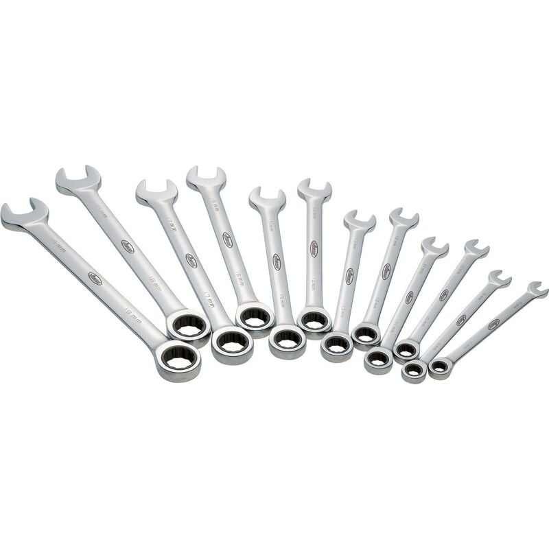 foto del prodotto certeo ratcheting combination wrench set long v1031 profilo esagonale esterno, profilo a doppio esagono esterno 8 19 numero utensili 12