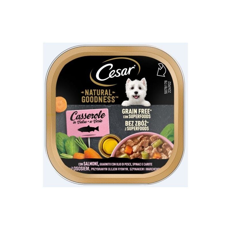 foto del prodotto cesar cane natural goodness 100gr casserole salmone con olio di pesce spinaci carote