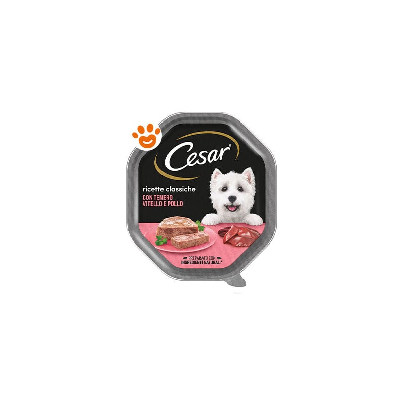 foto del prodotto cesar dog ricette classiche con vitello e pollo in pat dog ricette classiche con vitello e pollo in pat vaschetta da 150 gr