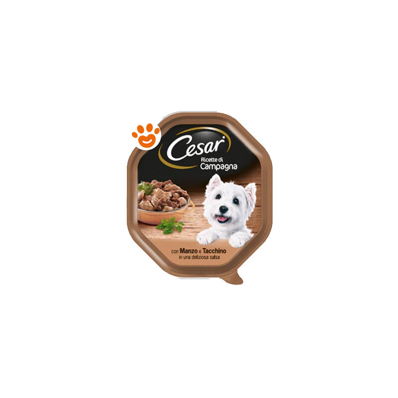 foto del prodotto cesar dog ricette di campagna con manzo e tacchino in salsa dog ricette di campagna con manzo e tacchino in salsa vaschetta da 150 gr