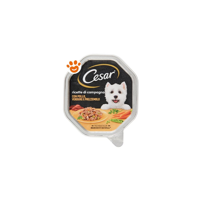 foto del prodotto cesar dog ricette di campagna con pollo e verdurine in salsa dog ricette di campagna con pollo e verdurine in salsa vaschetta da 150 gr