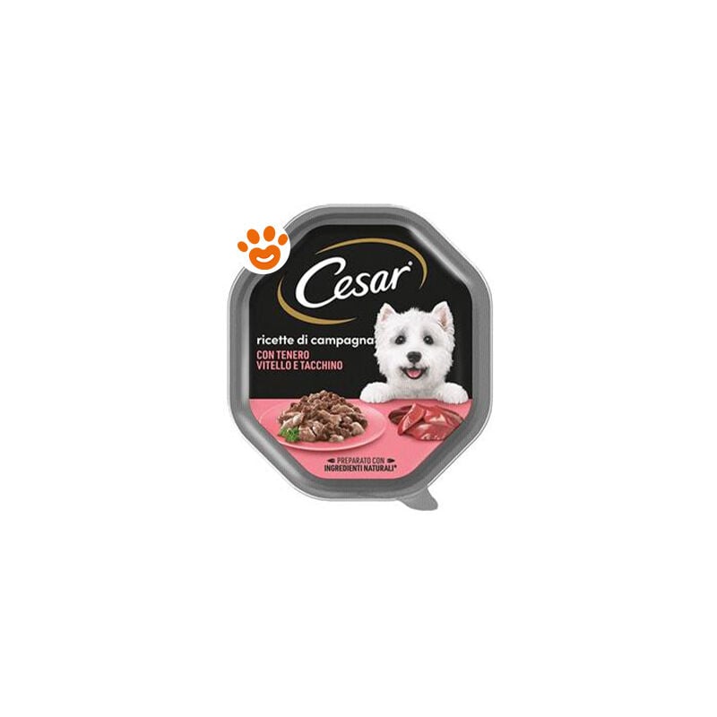 foto del prodotto cesar dog ricette di campagna con vitello e tacchino in salsa dog ricette di campagna con vitello e tacchino in salsa vaschetta da 150 gr