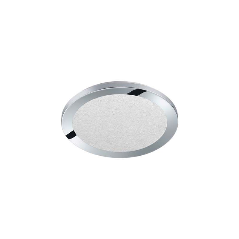 foto del prodotto cesar plafoniera led rotonda bordo cromato eff.cristallo dimmerabile con interruttore a scatto ip44 d. 26cm