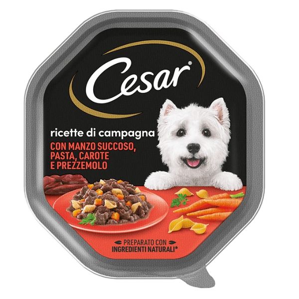foto del prodotto cesar ricette di campagna 150gr manzo e pasta confezione da 14 pezzi cibo umido per cani 1 ordine scegli lo sconto bzr5 bzr20 200 punti fedelt 