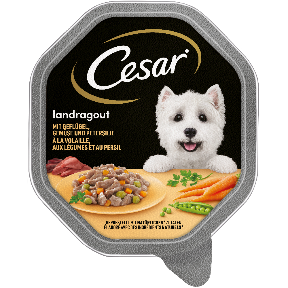 foto del prodotto cesar vaschette 14 x 150 g umido cane ricette di campagna pollo, verdure e prezzemolo