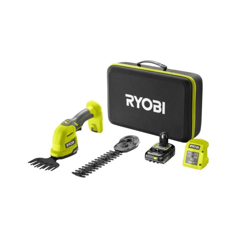 foto del prodotto cesoie intagliatore 18v ryobi batteria 2,0ah caricabatterie ry18gsa 120t