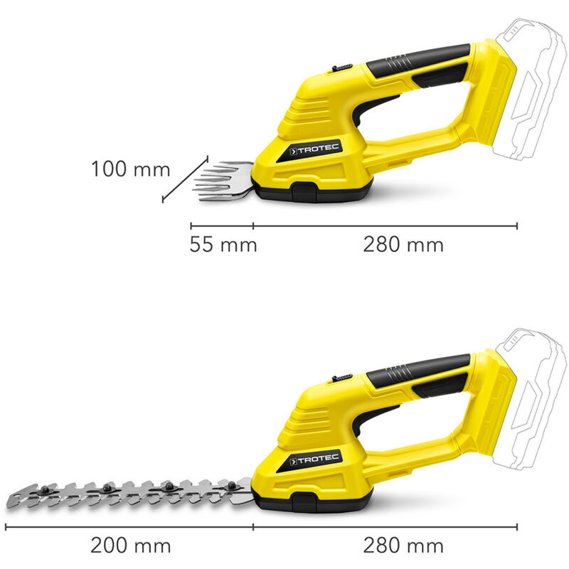 foto del prodotto cesoie per erba e arbusti a batteria pgss 10 20v trotec