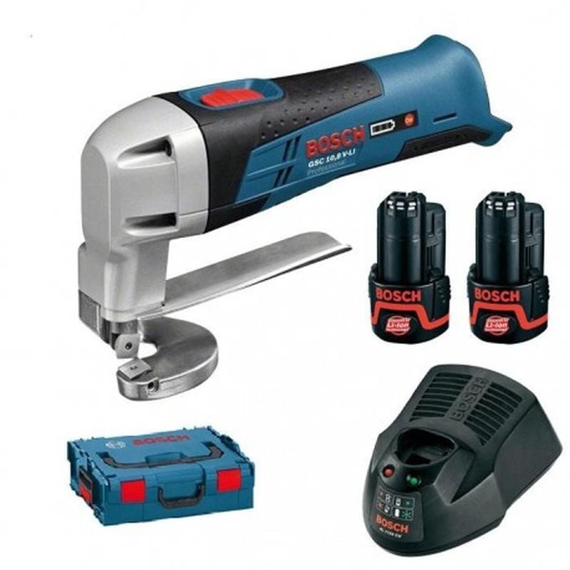 foto del prodotto cesoie per lamiera gsc 12v 13 2 batterie 12v 2.0ah caricabatterie custodia bosch 0601926108