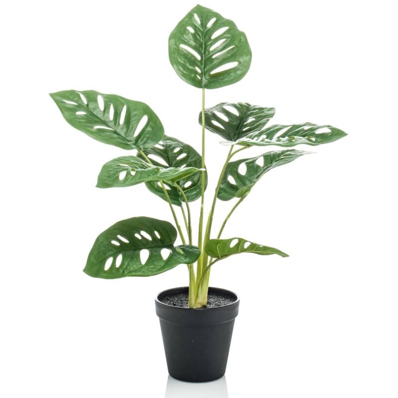 foto del prodotto cespuglio artificiale di monstera adansonii 43 cm in vaso emerald