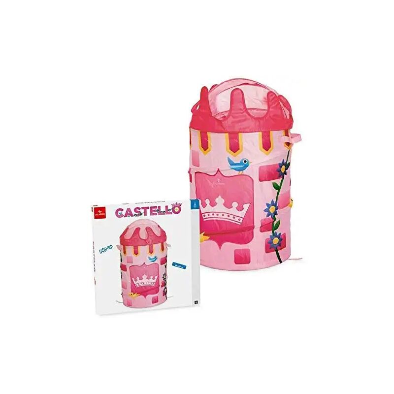 foto del prodotto cesta contenitore porta giochi castello pop up torre medievale cameretta