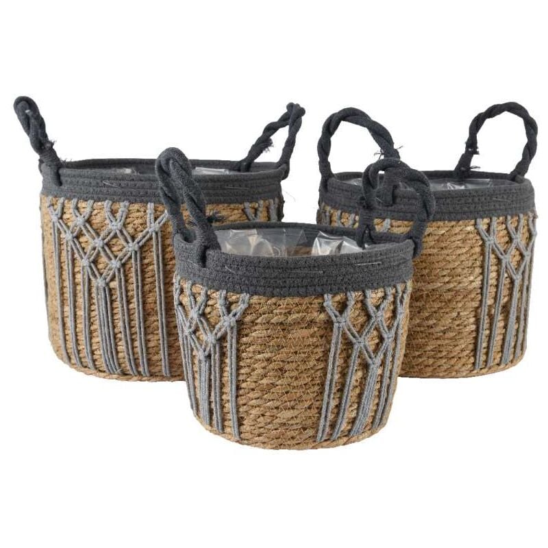 foto del prodotto cesta in paglia e macrame grande