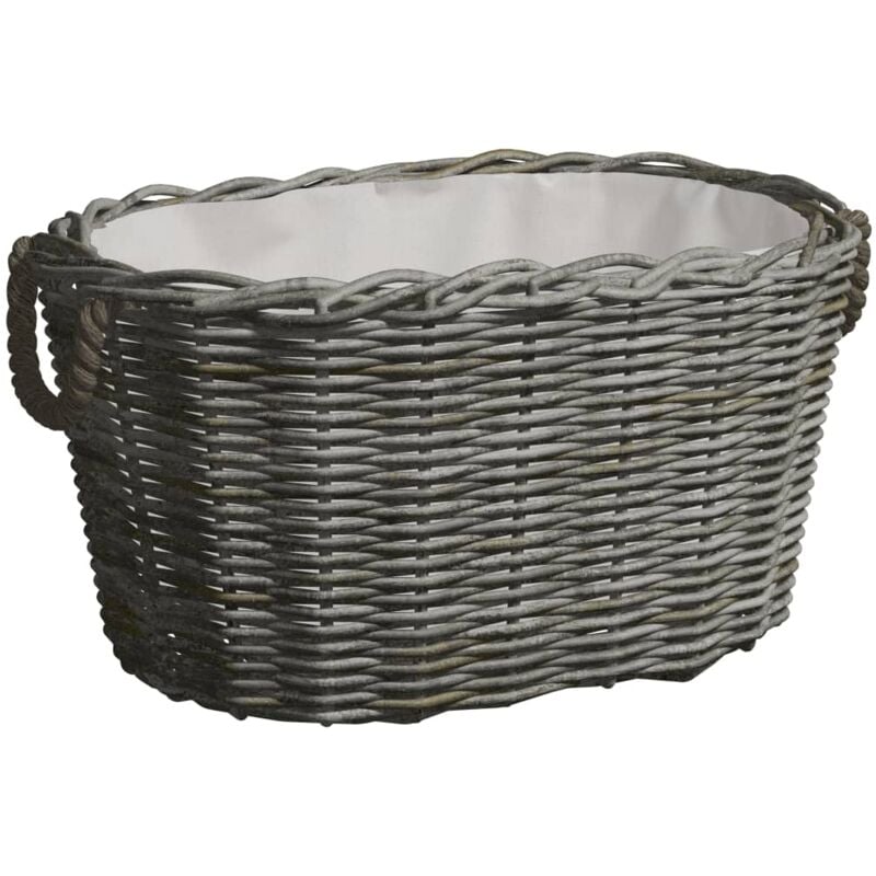 foto del prodotto cesta per legna con maniglie 59x42x28 cm salice grigia vidaxl